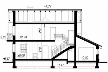Проект европейского дома с одноместным гаражом до 150 кв м DTA100182