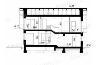 Проект европейского дома с мансардой и одноместным гаражом 15 на 15 метров DTA100187