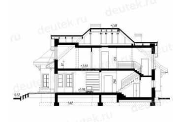 Проект европейского дома с мансардой и одноместным гаражом 11 на 14 метров DTA100190