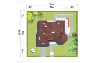 Проект европейского дома с мансардой и одноместным гаражом 11 на 14 метров DTA100190