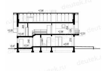Проект европейского дома с мансардой и одноместным гаражом 9 на 13 метров DTA100196
