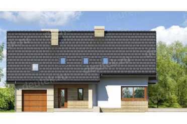 Проект европейского дома с мансардой и одноместным гаражом 9 на 13 метров DTA100196
