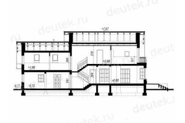 Проект европейского дома с мансардой и двухместным гаражом 8 на 18 метров DTA100197