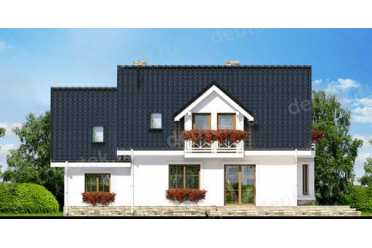 Проект европейского дома с мансардой и одноместным гаражом 9 на 13 метров DTA100198