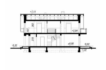 Проек жилого двухэтажного дома с камином и кабинетом, размером 8 на 12 м DTA100207