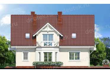 Проект европейского дома с мансардой и камином 10 на 11 метров DTA10043