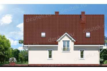 Проект европейского дома с мансардой и камином 10 на 11 метров DTA10043