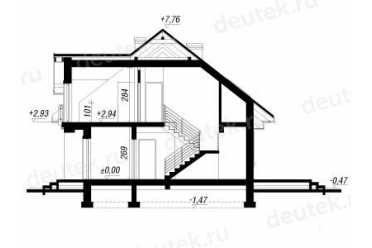 Проект европейского дома с мансардой и гаражом 9 на 15 метров DTA10049