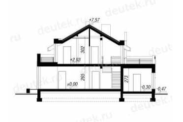 Проект европейского дома с мансардой и камином 13 на 15 метров DTA10065
