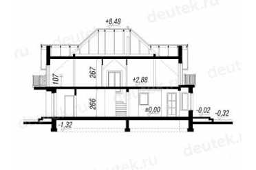 Проект европейского дома с мансардой и гаражом 9 на 14 метров DTA10070