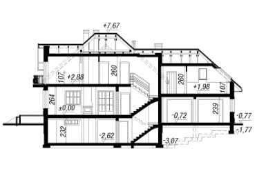 Проект двухэтажного дома с двухместным гаражом и подвалом 17 на 8 м - DTL100001 DTL100001