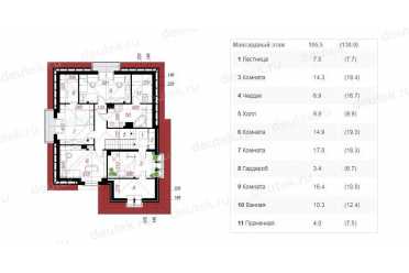 Проект двухэтажного дома с двухместным гаражом и жилой мансардой - DTL100011 DTL100011