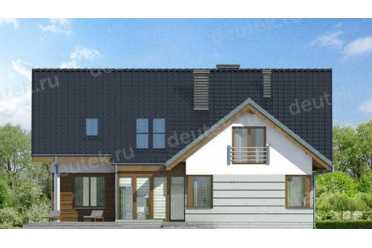 Проект двухэтажного дома из керамаблоков с двухместным гаражом,кабинетом и жилой мансардой - DTL100015 DTL100015