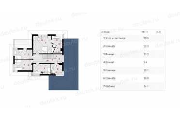 Проект двухэтажного дома с двухместным гаражом и террасой - DTL100019 DTL100019