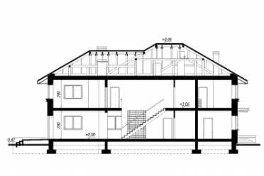 Проект европейского двухэтажного коттеджа с одноместным гаражом и  2 кухнями DTN100002