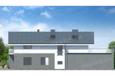 Проект двухэтажного дома из керамических блоков с террасой и гаражом DTN100007