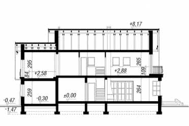 Проект двухэтажного дома из керамических блоков с мансардой и одноместным гаражом DTN100021