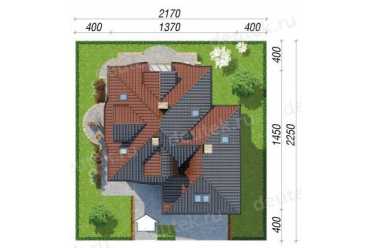 Проект двухэтажного дома из керамических блоков с террасой, мансардой и гаражом DTN100023