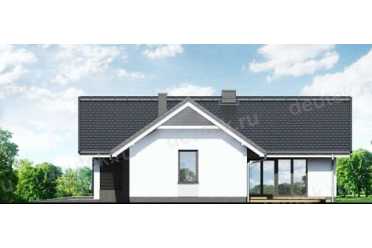 Проект одноэтажного дома из керамических блоков с террасой и гаражом 3.37 на 6.04 м DTN100034