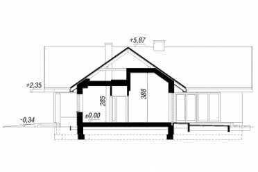 Проект одноэтажного дома из керамических блоков с террасой и гаражом 3.37 на 6.04 м DTN100034