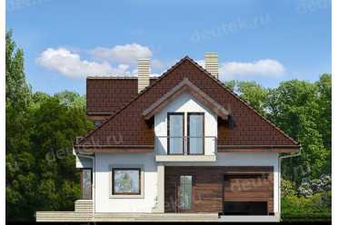 Проект двухэтажного дома из керамических блоков с террасой и одноместным гаражом DTN100055