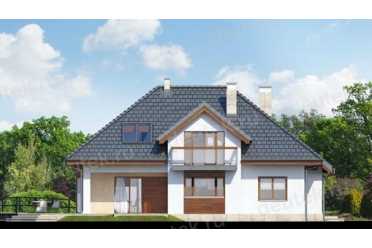 Проект двухэтажного дома из керамических блоков с двухместным гаражом DTN100059