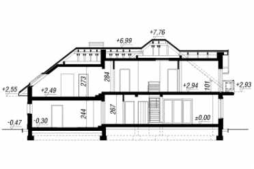 Проект двухэтажного дома из керамических блоков с двухместным гаражом DTN100069