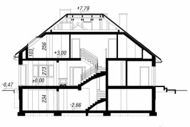 Проект двухэтажного дома из керамических блоков с двухместным гаражом и погребом DTN100070