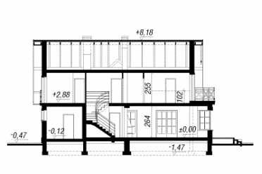 Проект двухэтажного дома из керамаблоков с одноместным гаражом DTN100093