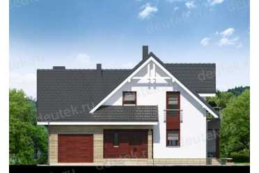 Проект двухэтажного дома из керамических блоков с террасой и одноместным гаражом DTN100015