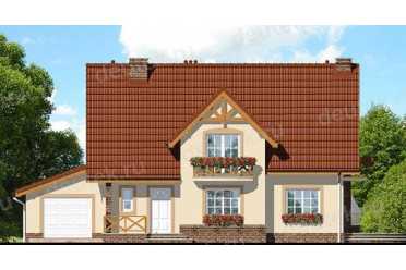 Проект двухэтажного дома из керамических блоков с террасой и одноместным гаражом DTN100017