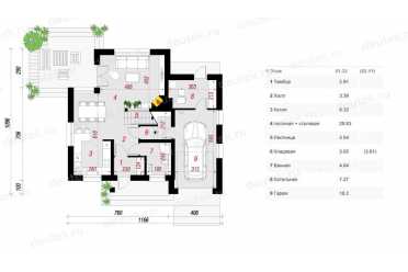Проект европейского двухэтажного дома с одноместным гаражом, кабинетом  и  камином  11 на 11 м - DTS100001 DTS100001