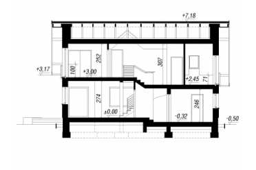 Проект европейского двухэтажного дома с одноместным гаражом, кабинетом  и  камином  11 на 11 м - DTS100001 DTS100001