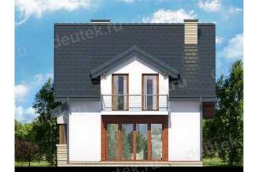 Проект европейского двухэтажного дома с мансардой и камином 8 на 11 метров DTS100006
