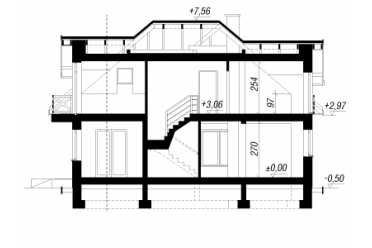 Проект европейского двухэтажного дома с мансардой и камином 13 на 12 метров DTS100009