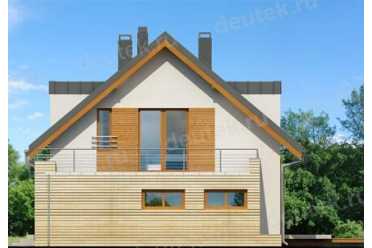 Проект европейского двухэтажного дома с мансардой и камином 14 на 10  DTS100013