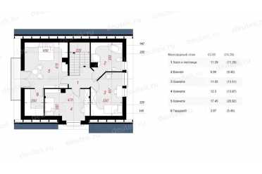 Проект европейского двухэтажного дома с мансардой и камином 11 на 9 метров DTS100020