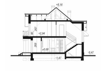 Проект европейского двухэтажного дома с мансардой и эркером 13 на 10 метров DTS100028