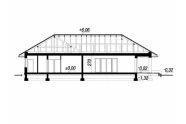 Проект европейского одноэтажного дома с двухместным гаражом и камином 20 на 20 метров DTS100031