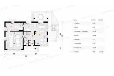 Проект двухэтажного дома с одноместным гаражом, мансардой и камином 15 на 10 DTS100034