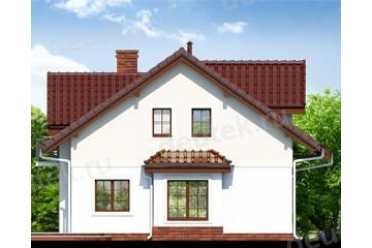 Проект европейского двухэтажного дома с одноместным гаражом, мансардой и камином 10 на 10 м - DTA100038 DTS100038