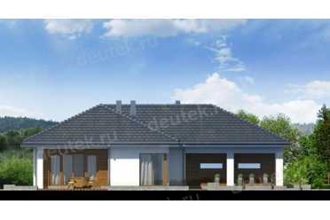 Проект европейского одноэтажного дома с двухместным гаражом, чердаком и камином 16 на 18 м - DTA100045 DTS100045
