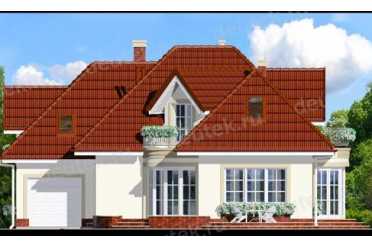 Проект европейского двухэтажного дома с одноместным гаражом, эркером и камином 15 на 13 м - DTA100046 DTS100046