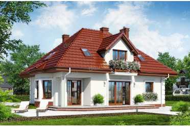 Проект европейского двухэтажного дома с одноместным гаражом и эркером 13 на 9 м - DTS100053 DTS100053