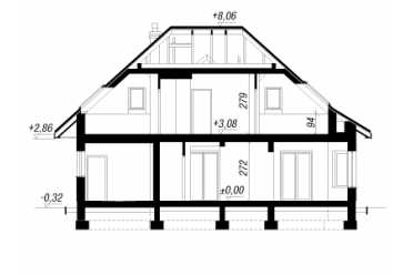 Проект европейского двухэтажного дома с одноместным гаражом и эркером 13 на 9 м - DTS100053 DTS100053