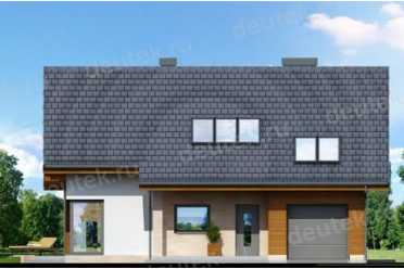 Проект европейского двухэтажного дома с одноместным гаражом и  камином  12 на 9 м - DTS100061 DTS100061