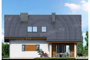 Проект европейского двухэтажного дома с одноместным гаражом и  камином  12 на 9 м - DTS100061 DTS100061