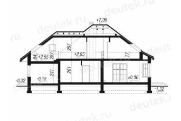 Проект европейского дома с мансардой и одноместным гаражом 9 на 15 метров DTV100012