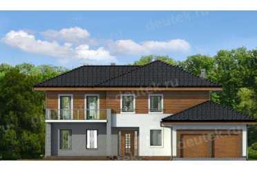 Проект европейского дома с двухместным гаражом 15 на 17 метров DTV100013