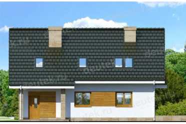 Проект европейского дома с мансардой и одноместным гаражом 9 на 12 метров DTV100015